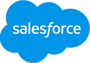 Salesforce company logo with white text inside a blue cloud shape.